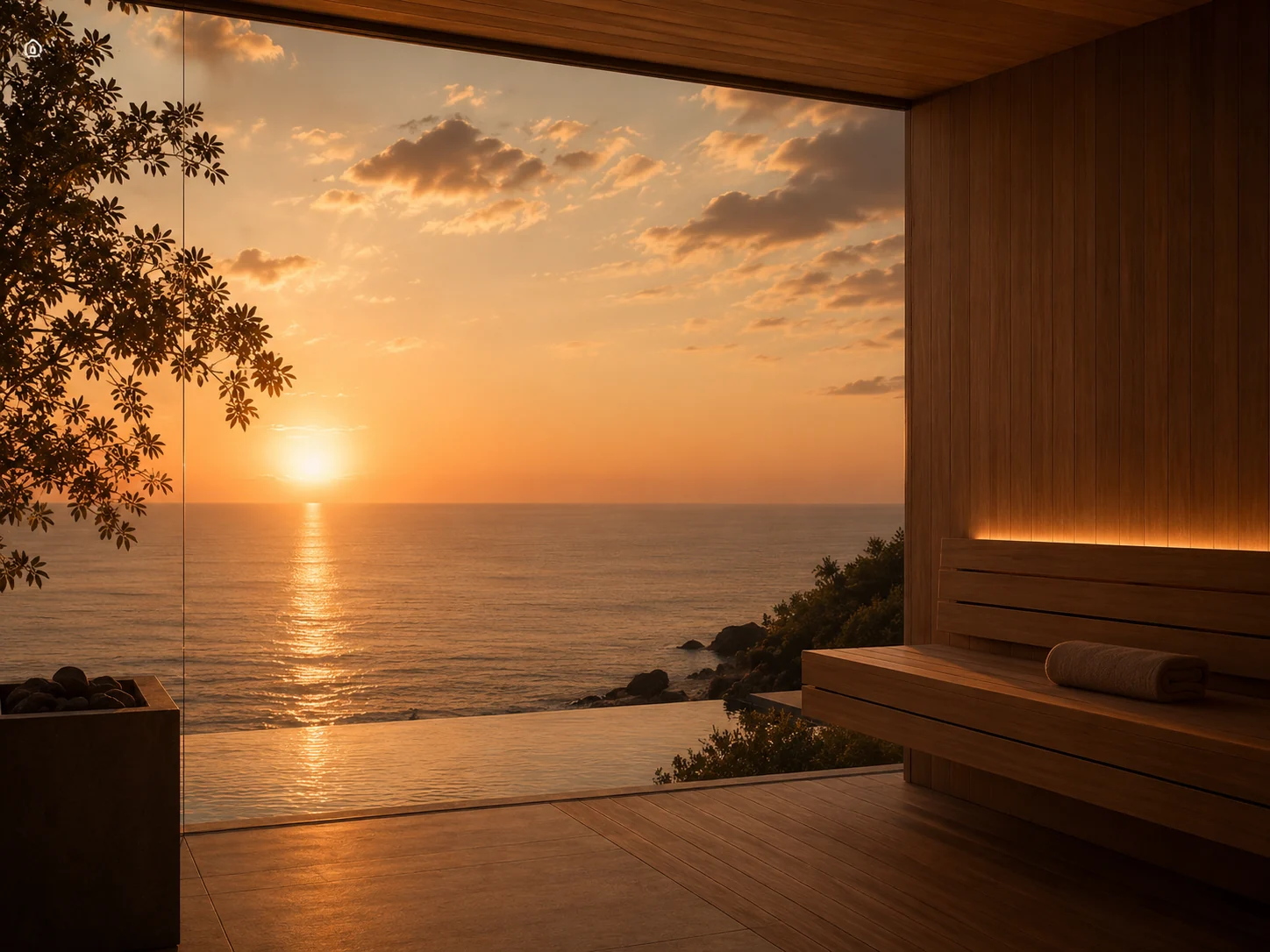 Espacio de bienestar con vista al mar